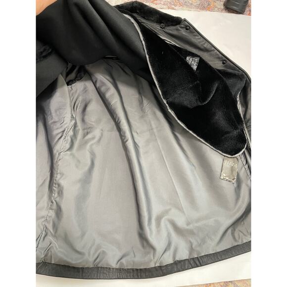 VTG Womens Neiman Marcus Leather Coat Jacket L Black Faux Fur Lined Capsule - Picture 9 of 16